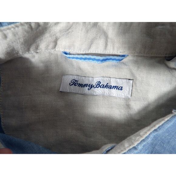 Tommy Bahama XXL Mens Shirt Linen Blue Striped Button Up Casual Vacay Long Sleev - Picture 2 of 13